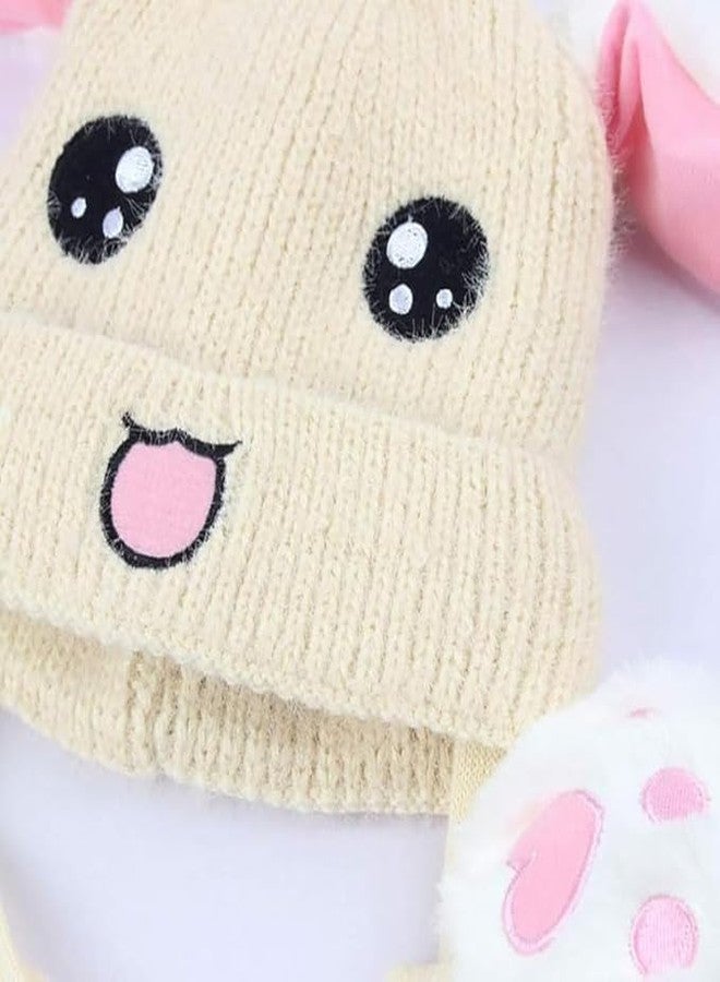 Krystle Kids Rabbit Hat Ear Moving Jumping Hat Funny Bunny Plush Hat Cap for Women Girls, Winter Spring Warm Hat (Beige) - Image 5